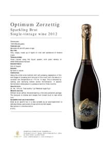 Optimum Zorzettig Sparkling Brut Single-vintage wine 2012