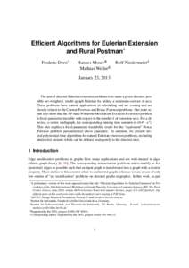 Efficient Algorithms for Eulerian Extension and Rural Postman∗ Frederic Dorn† Hannes Moser‡¶ Mathias Weller§k