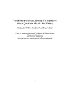Variational Bayesian Learning of Cooperative Vector Quantizer Model - The Theory  