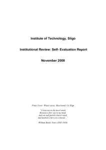 Institute of Technology, Sligo  Institutional Review: Self- Evaluation Report November 2008