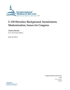 C-130 Hercules: Background, Sustainment, Modernization, Issues for Congress