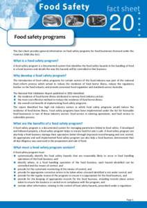 Food safety programs – Food safety fact sheet 20