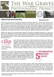 In Association with the CWGC News from the Front line  December 2012