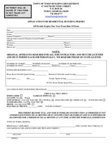 APPLICATION FOR BUILDING PERMIT