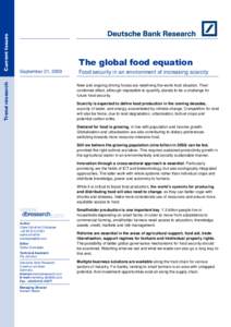 The global food equation: Food security in an environment of increasing scarcity