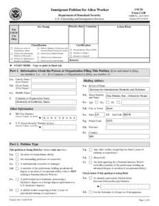 USCIS Form I-140 Immigrant Petition for Alien Worker Department of Homeland Security U.S. Citizenship and Immigration Services