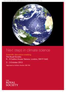 File: R1_346-0-68DD439939A0DC4ABB3B9AB4B0D210D8.pdf, Date: :22:20 PM, Booklet: 1, Page: 1  Next steps in climate science Scientific discussion meeting The Royal Society 6 – 9 Carlton House Terrace, London, SW