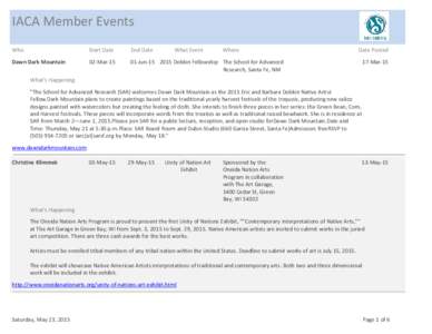 IACA Member Events Who Start Date  End Date