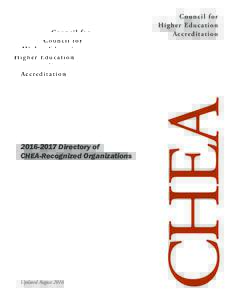 CHEA Directory of Recognized Accrediting Organizations (August 2016)