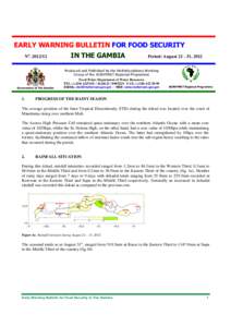 EARLY WARNING BULLETIN FOR FOOD SECURITY IN THE GAMBIA No[removed]Period: August[removed], 2012