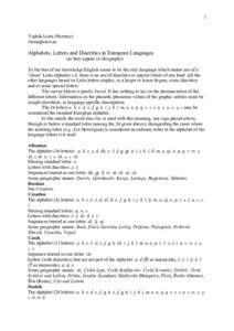 Microsoft Word - Leira Vigleik _2008_ Alphabets Letters and Diacritics in European Languages