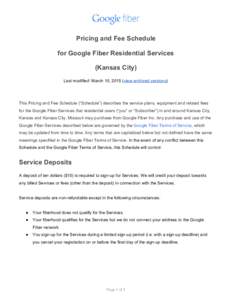          Pricing and Fee Schedule  