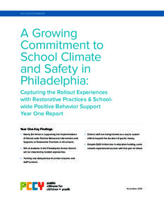 a pccy Education report  A Growing Commitment to School Climate and Safety in