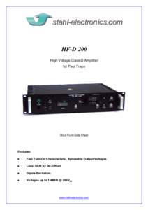 HF-D 200 High Voltage Class-D Amplifier for Paul Traps Short Form Data Sheet