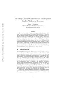 arXiv:1307.8026v1 [q-bio.GN] 30 JulExploring Genome Characteristics and Sequence Quality Without a Reference Jared T. Simpson Ontario Institute for Cancer Research