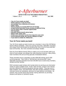 e-Afterburner NEWS FOR USAF RETIRED PERSONNEL Volume 1, No. 2 --------------