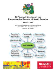 53rd Annual Meeting of the Phytochemical Society of North America Aug. 9-13, 2014 McKimmon Conference and Training Center North Carolina State University Raleigh, NC 27695