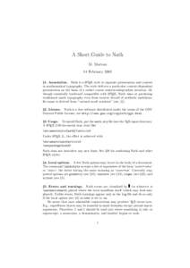 A Short Guide to Nath M. Marvan 14 February 2003 §1. Annotation. Nath is a LATEX style to separate presentation and content in mathematical typography. The style delivers a particular context-dependent presentation on t