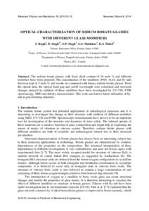 Materials Physics and MechanicsReceived: March 8, 2014 OPTICAL CHARACTERIZATION OF SODIUM BORATE GLASSES WITH DIFFERENT GLASS MODIFIERS