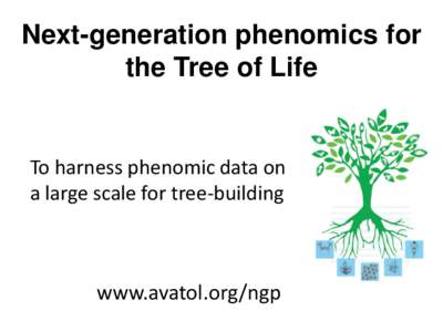 Next-generation phenomics for the Tree of Life To harness phenomic data on a large scale for tree-building