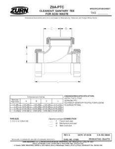 Z9A-PTC  SPECIFICATION SHEET CLEANOUT SANITARY TEE FOR ACID WASTE