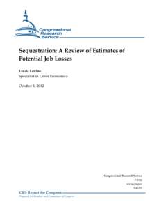 Sequestration: A Review of Estimates of Potential Job Losses