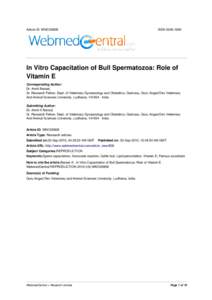 Article ID: WMC00808  ISSNIn Vitro Capacitation of Bull Spermatozoa: Role of Vitamin E