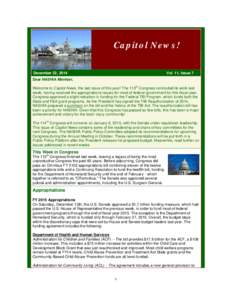 Capitol News! December 22, 2014 Vol. 11, Issue 7  Dear NASHIA Member,