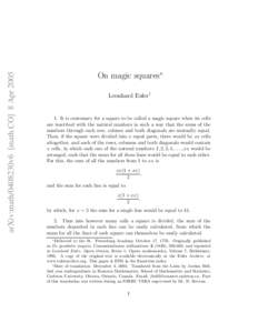 arXiv:math/0408230v6 [math.CO] 8 Apr[removed]On magic squares∗