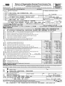 Form  990 A For the 2011 calendar year, or tax year beginning