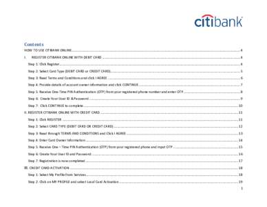 Contents HOW TO USE CITIBANK ONLINE..................................................................................................................................................................................... 4 I