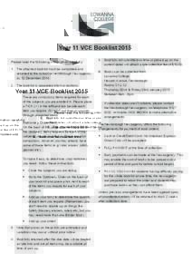 Year 11 VCE Booklist 2015a.indd