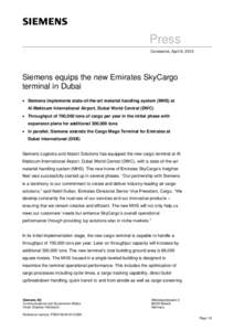 Press Release: Siemens equips the new Emirates SkyCargo terminal in Dubai