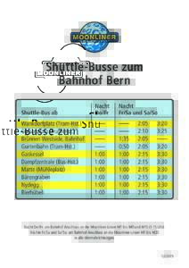 Shuttle-Busse zum Bahnhof Bern Shuttle-Bus ab Nacht Do/Fr
