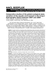 AACL BIOFLUX Aquaculture, Aquarium, Conservation & Legislation International Journal of the Bioflux Society Comparative studies of the global ecological state variation of the aquatic environment in the Crişuri