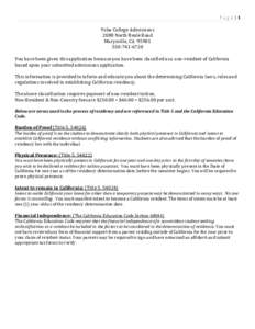 Yuba College Residency Reclassification Application