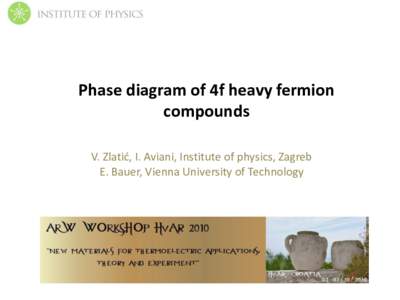 Phase diagram of 4f heavy fermion compounds V. Zlatić, I. Aviani, Institute of physics, Zagreb E. Bauer, Vienna University of Technology  Content