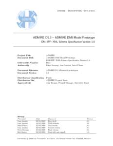 ADMIRE – FRAMEWORK 7 ICTADMIRE D1.3 – ADMIRE DMI Model Prototype DMI-WF: XML-Schema Specification Version 1.0  Project Title