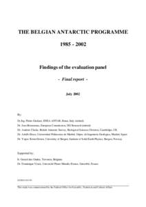 THE BELGIAN ANTARCTIC PROGRAMME[removed]Findings of the evaluation panel - Final report -