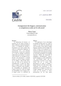 ISSN: nº 5, abril de 2009 Artículos  Enseignement des langues, communication