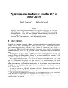 Approximation Hardness of Graphic TSP on Cubic Graphs Marek Karpinski∗ Richard Schmied†