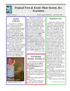 Tropical Fern & Exotic Plant Society, Inc. Newsletter Volume 12, Issue 9 Auction in Review