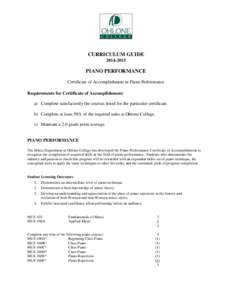 Piano Performance Certificate of Accomplishment[removed]Curriculum Guide - Ohlone College