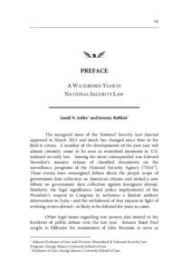 Preface: A Watershed Year in National Security Law - National Security Law Journal