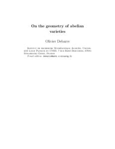 Algebra / Abstract algebra / Geometry / Algebraic geometry / Abelian variety / Divisor / Variety / Algebraic variety / Cohomology / Coherent sheaf / Projective variety / Morphism of algebraic varieties