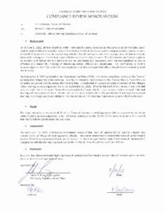 PALM BEACH COUNTY COMMISSION ON ETHICS  COMPLIANCE REVIEW MEMORANDUM To:  Alan Johnson, Executive Director