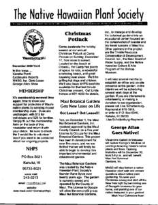 The Native Hawaiian Plant Society Christmas Potluck December 2000 Vol.8 In this issue...