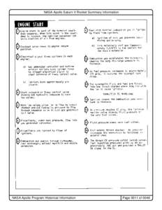 NASA Apollo Saturn V Rocket Summary Information  NASA Apollo Program Historical Information Page 0011 of 0046