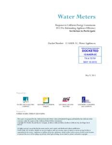 Water Meters Response to California Energy Commission 2013 Pre-Rulemaking Appliance Efficiency Invitation to Participate  Docket Number: 12-AAER-2C; Water Appliances