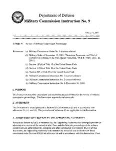 Department of Defense  Military Con~missionInstruction No. 9 October 11,2005  SUBJECT: